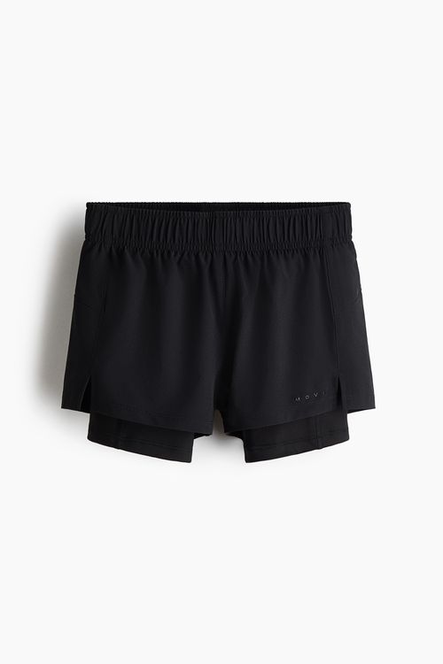 Double Layer Running Shorts With DryMove™ - Black
