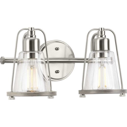 Brushed Nickel Two Light Bath Bracket from the Conway Collection