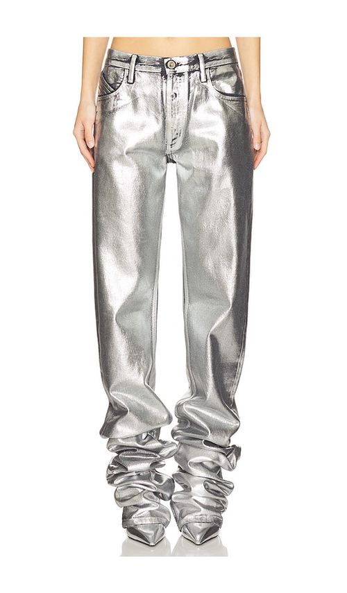 THE ATTICO Long Jeans in Silver - Metallic Silver. 24 also