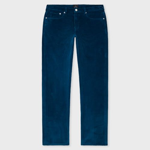 Relaxed Tapered-Fit Dark Blue Corduroy Trousers