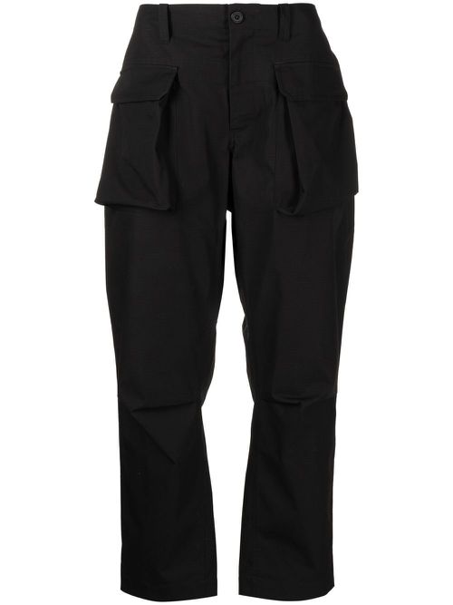 Flap-pocket straight-leg trousers - Black