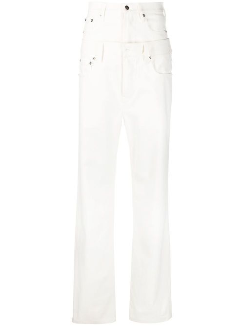 Panelled high-waisted trousers - White