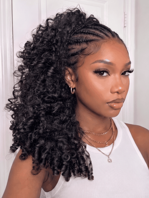UNice Half Wig MeltLine™ Burmese Curly with Finger Coily Ends Beginner Friendly with Flexi-Fit Drawstring