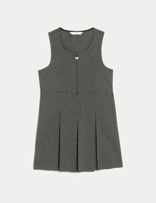 M&S Girls Pleated School Pinafore 2-12 Yrs - 11-12 Years - Grey, Grey