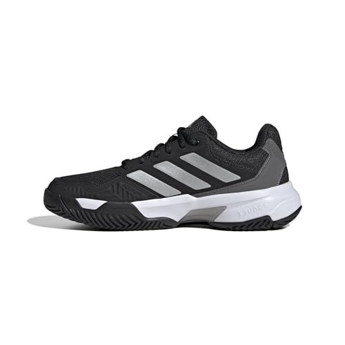 adidas Women's Courtjam Control 3 Sneaker, White/Silver Metallic/Grey, 8.5 MCN13 MCN13