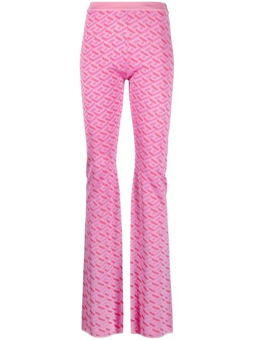 La Greca jacquard flared trousers - Pink