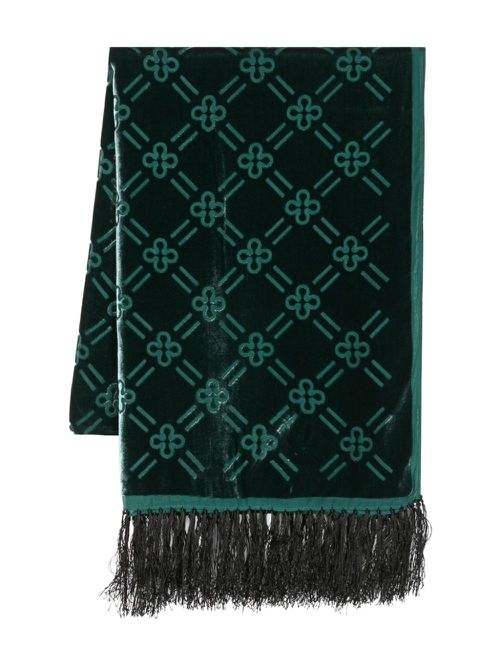 Velvet fringed scarf - Green