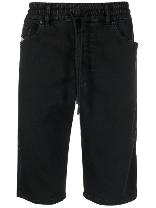 Straight-leg denim bermuda shorts - Black