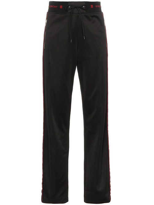 Side-stripe logo track pants - Black