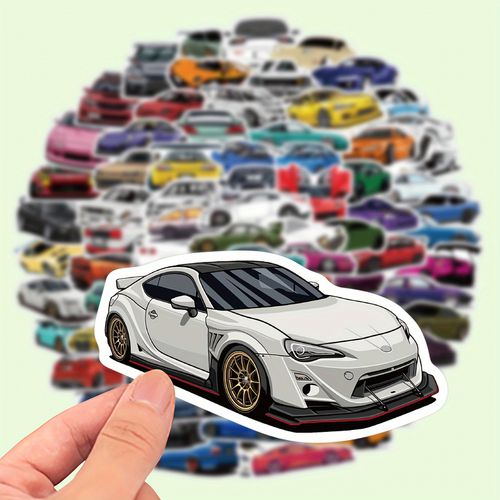TEMU 100pcs Exotic & Classic Car Themed Vinyl Decal Stickers, Assortment, Durable, No Electricity Needed, With Ideal For Gifts & Rewards For Laptop