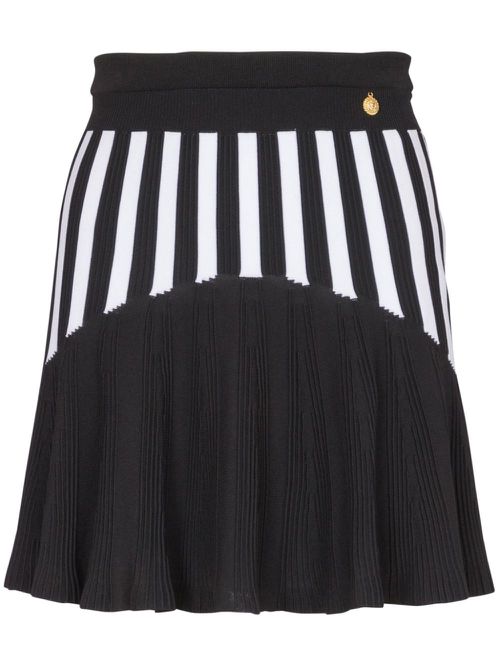 Ribbed-knit pleated skirt - Black