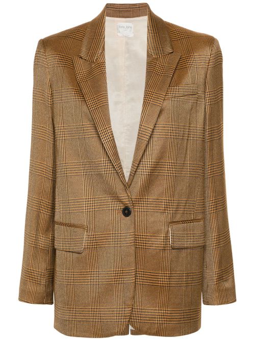Single-breasted checked blazer - Brown