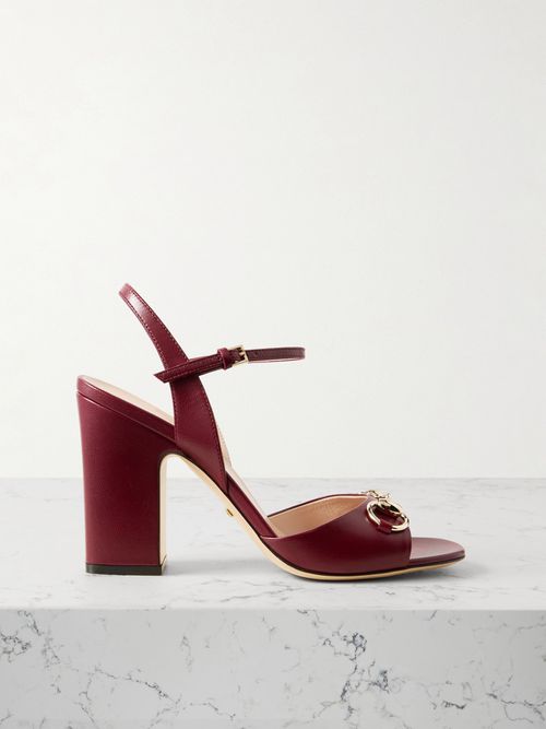 Lady Horsebit-detailed Leather Sandals - Burgundy
