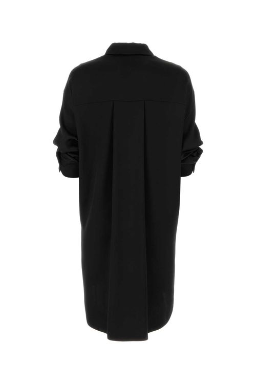Black Satin Shirt Dress