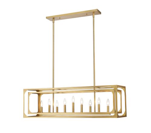 Rubbed Brass Linear Chandelier from the Easton Collection