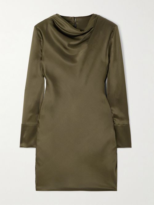 Veronica de Piante Amal Draped Stretch-Silk Satin Mini Dress - Green