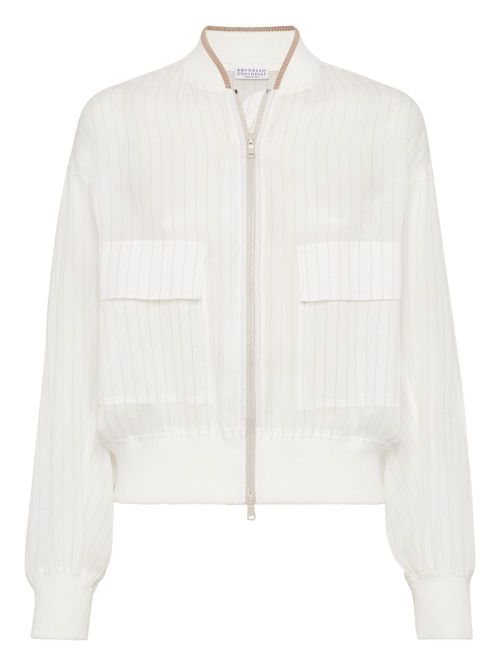 Striped bomber jacket - White