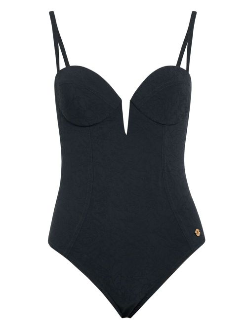 Barocco-jacquard swimsuit - Black