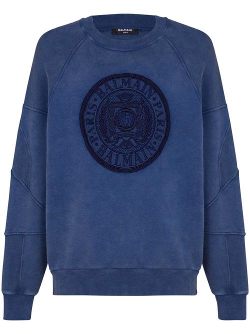 Embroidered-logo sweatshirt - Blue
