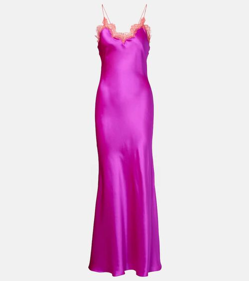 Lace-trimmed silk slip dress
