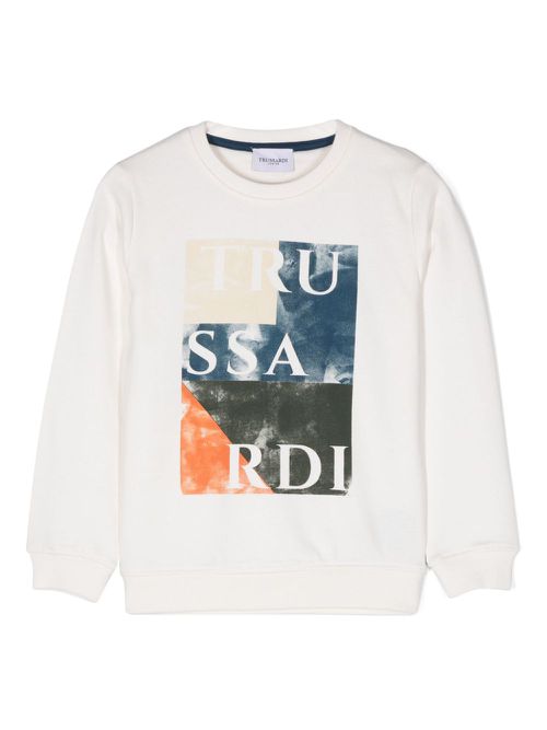 TRUSSARDI JUNIOR 키즈 logo-stamp sweatshirt - White TIA24078FE