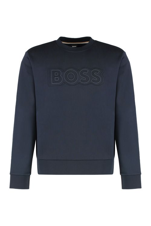 Logo-Detail Cotton Sweatshirt with Ribbed Edges