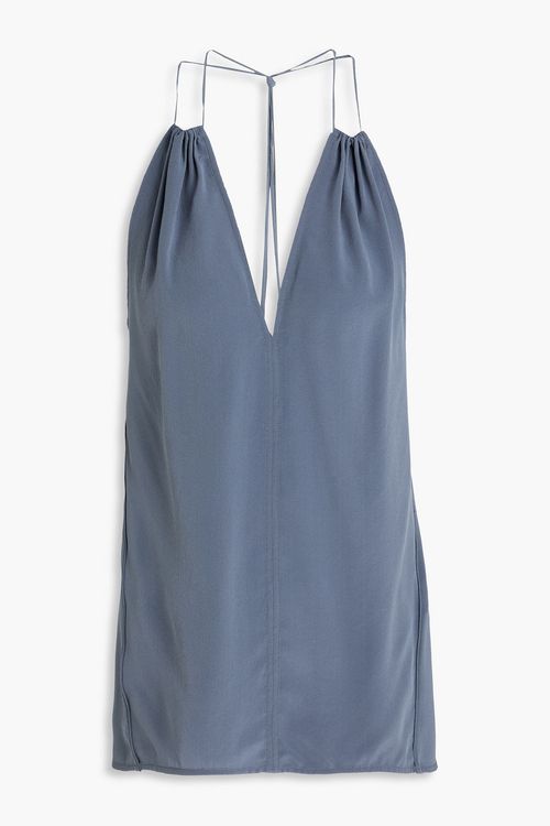 Silk-satin halterneck top - Blue - UK 10