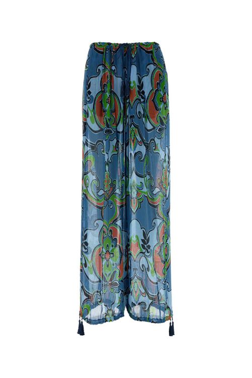 Printed Viscose Blend Wide-leg Pant