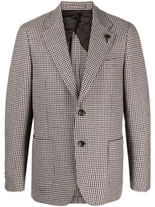 Houndstooth-pattern wool blazer - Grey