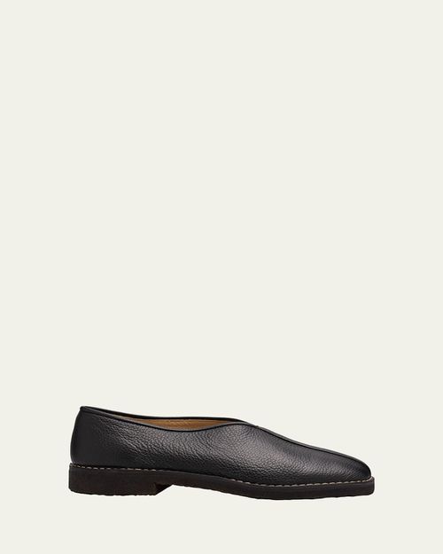 Men's Grained Leather Crepe-Sole Loafers