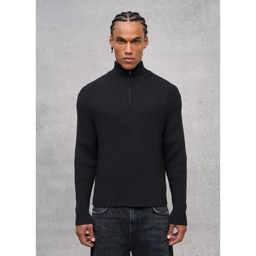 UTOPJA, Half-zip Gerippt Strick Schwarz, Mann, Nero, Größe