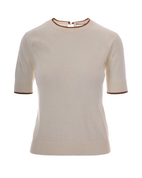Off White Solid Crew Neck Sweater