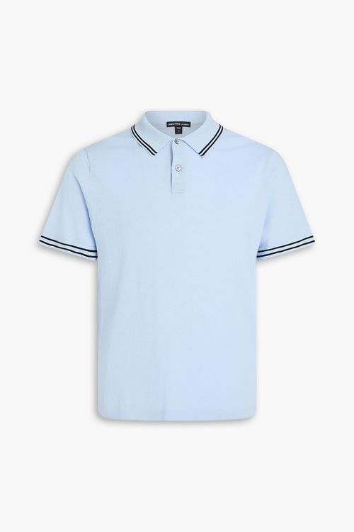Cotton-blend jersey polo shirt - Blue - 0