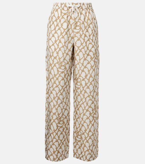 Printed high-rise silk palazzo pants