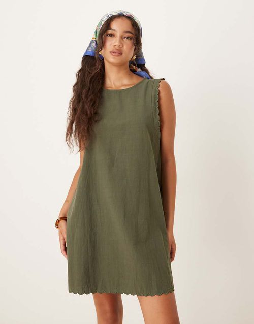 green emerald velvet dress Taesha Square-Neck Structured Tulip Mini Dress in Khaki Green