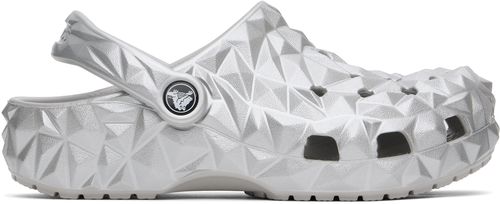 Crocs Silver Classic Metallic Geometric Clogs