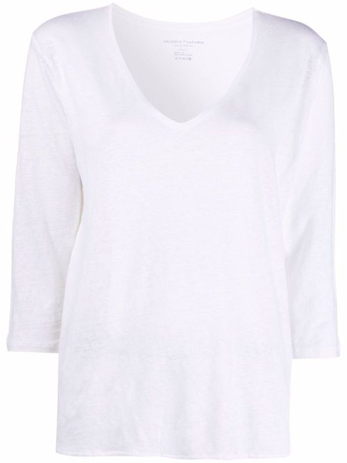 V-neck long-sleeved T-shirt - White