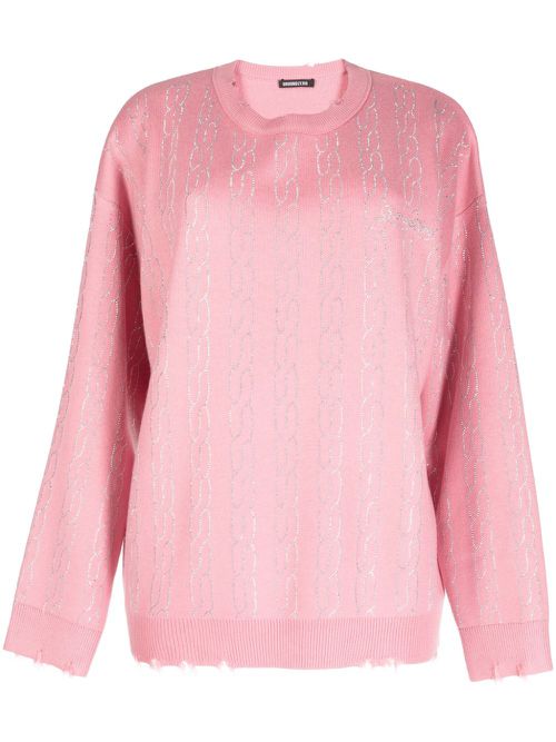 Graphic-print distressed-finish jumper - Pink