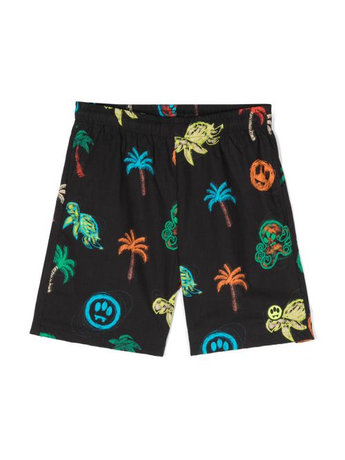 Palm tree-print shorts - Black