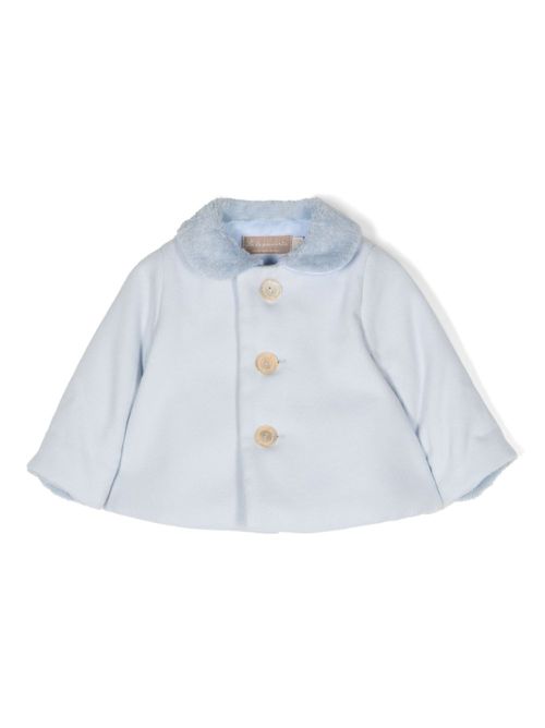 Faux-fur collar cotton jacket - Blue