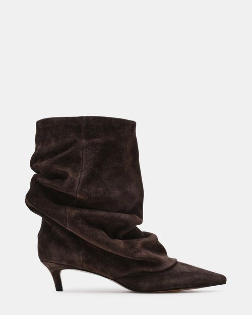 Steve Madden Women's Lennox Cuffed Booties - Brown Suede - - Leather
