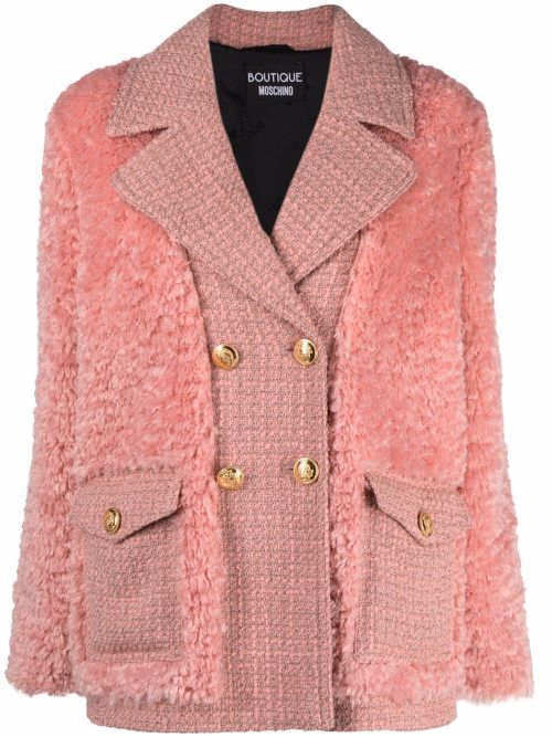 Textured double-breasted blazer - Pink