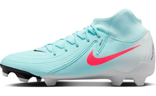 Nike Phantom Luna 2 Academy MG High-Top Soccer Cleats (FD6725-300, Mint/Off Noir/Atomic Red)