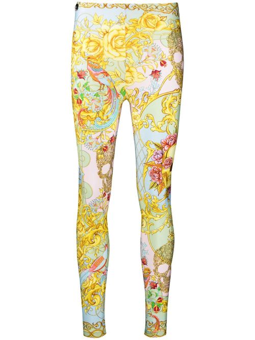 Baroque-print high-waisted leggings - Green