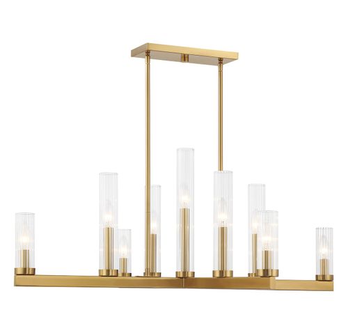 Warm Brass Nine Light Chandelier from the Carina Collection