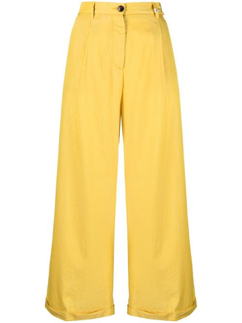 Cropped wide-leg trousers - Yellow