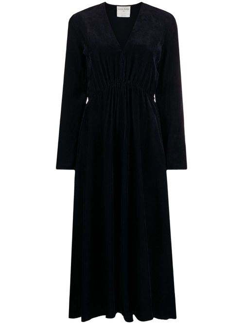 Gathered corduroy dress - Blue