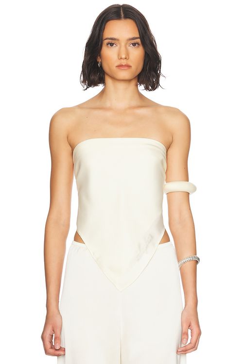 Enza Costa Fluid Twill Scarf Top in Antique Cream - Cream. a
