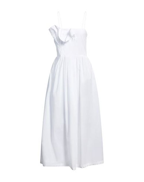 Alpha Studio Woman Midi dress White Size 8 Cotton, Elastane