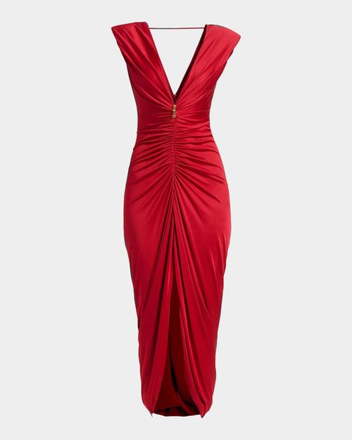 Ruched Tulip-Hem Gown
